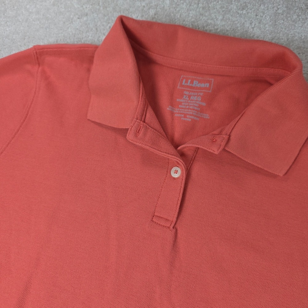 L.L.Bean Polo Shirt Mens XL Regular Orange Knit Short Sleeve Relaxed Fit Outdoor